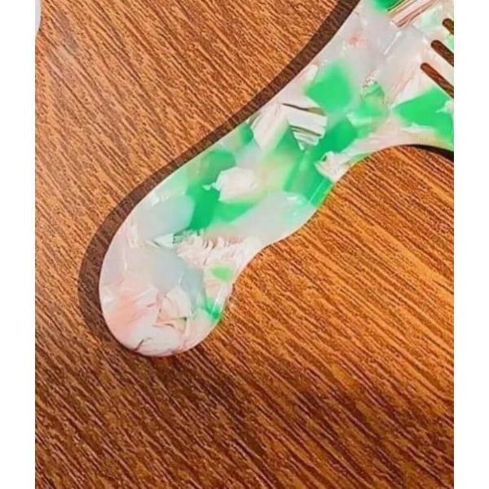 Hair Comb In Green And Pink Abstract Pattern - Picture 3 of 5